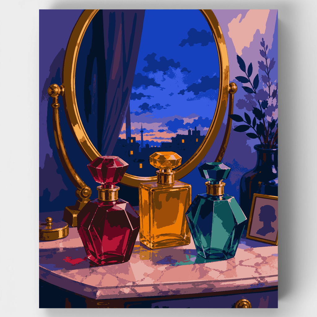 Tocador de perfumes vintage de mediados de siglo - Kit de pintura por números — Estándar