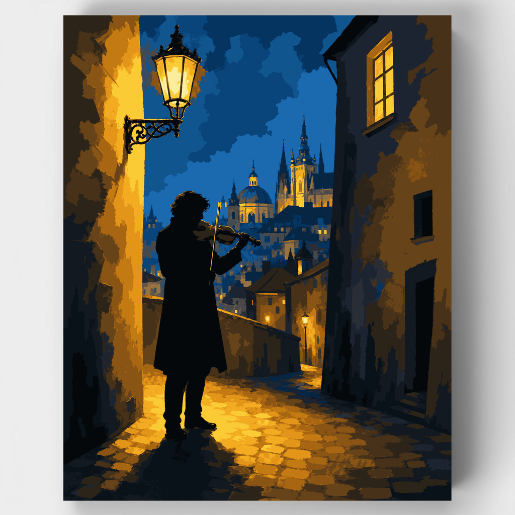 Serenata de violín a medianoche - Kit de pintura por números — Estándar
