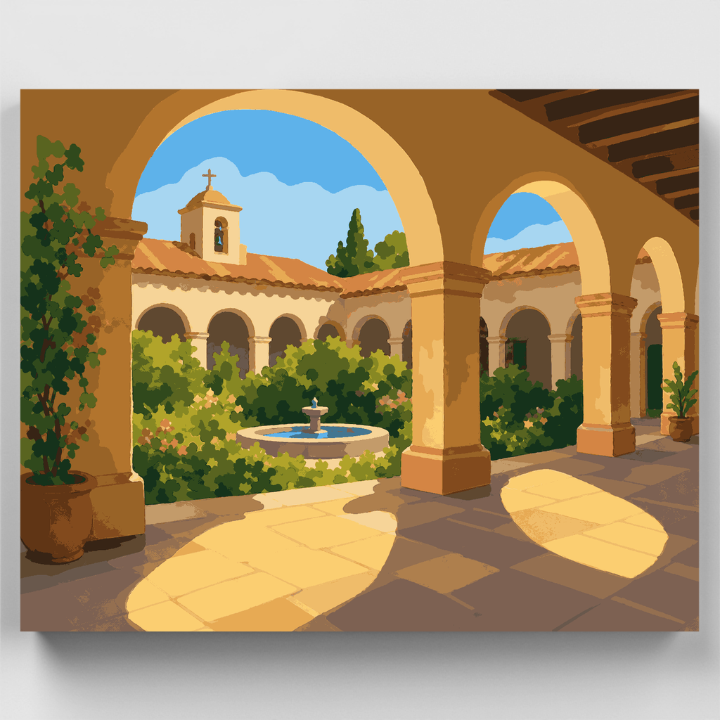 Fuente del patio de la misión - Kit de pintura por números — Estándar