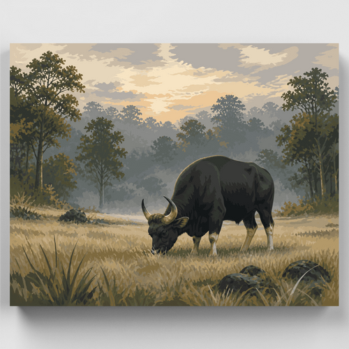 Misty Gaur at Dawn - Paint by Numbers Kit