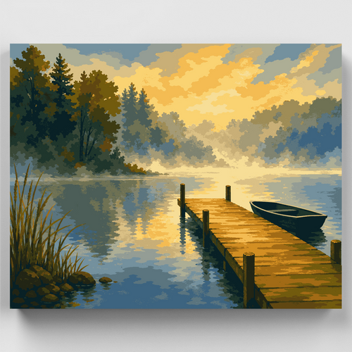 Misty Lake Dock - Paint by Numbers Kit
