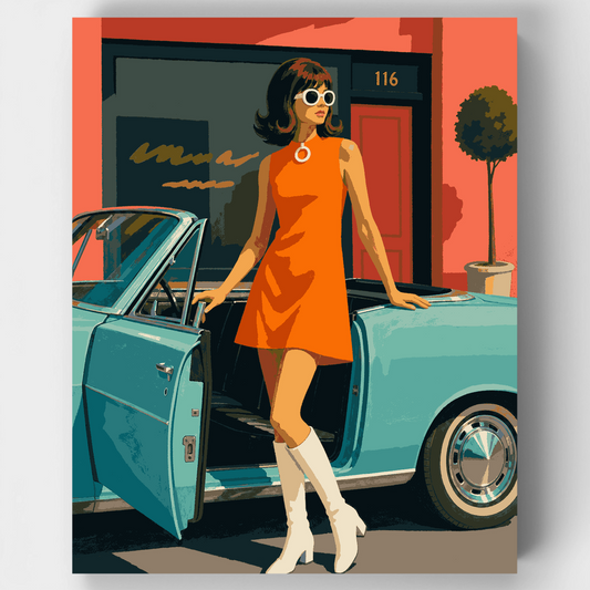 Mod Girl in Orange - Paint by Numbers Kit