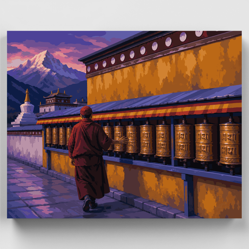Kit de pintura por números - Ruedas de oración del monasterio — Estándar