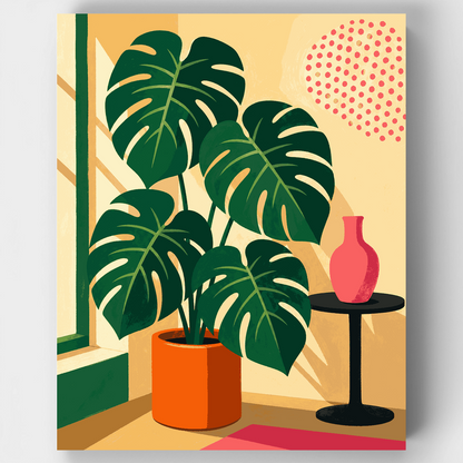 Monstera in Sunlight - Paint by Numbers Kit