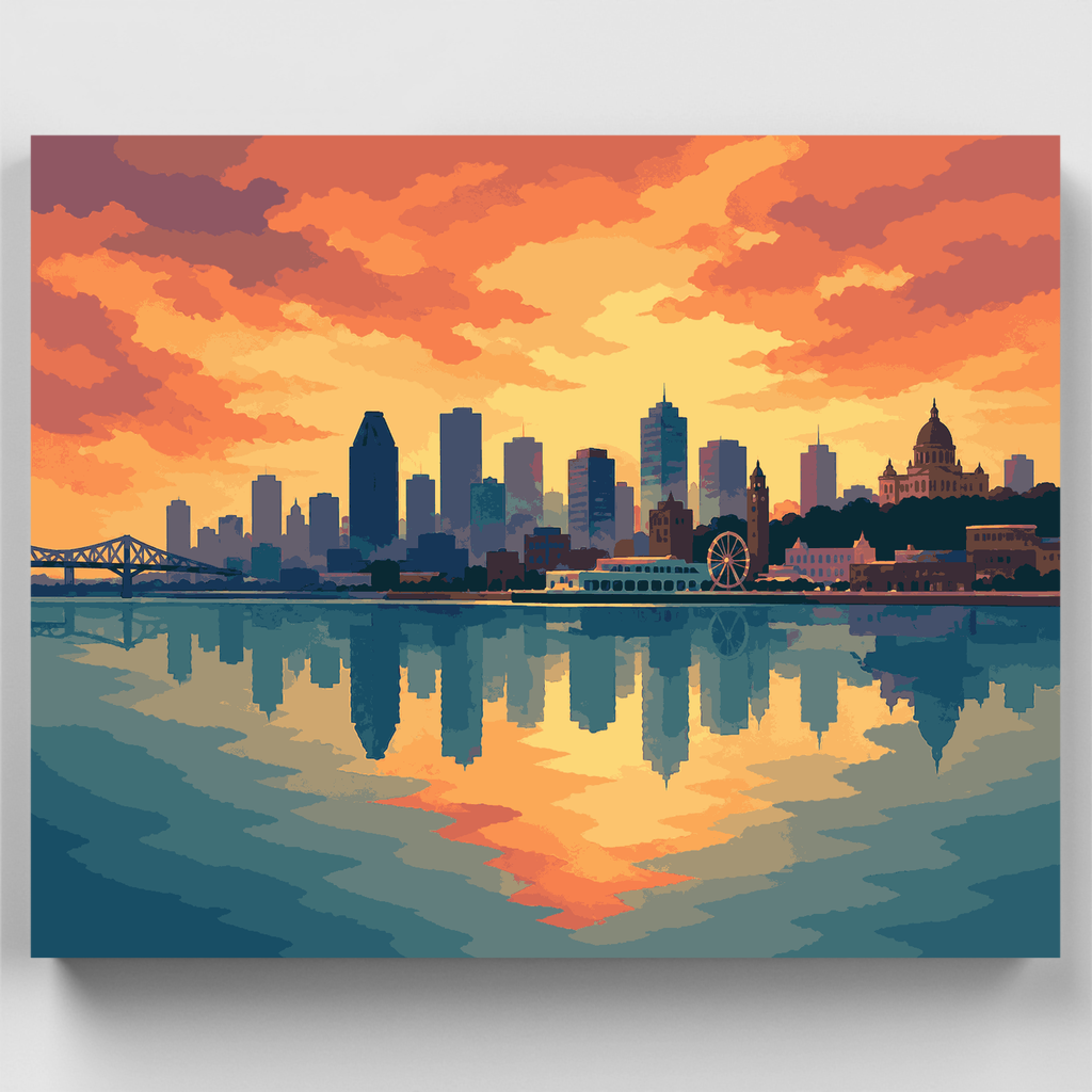 Reflejo del amanecer en Montreal - Kit de pintura por números — Estándar