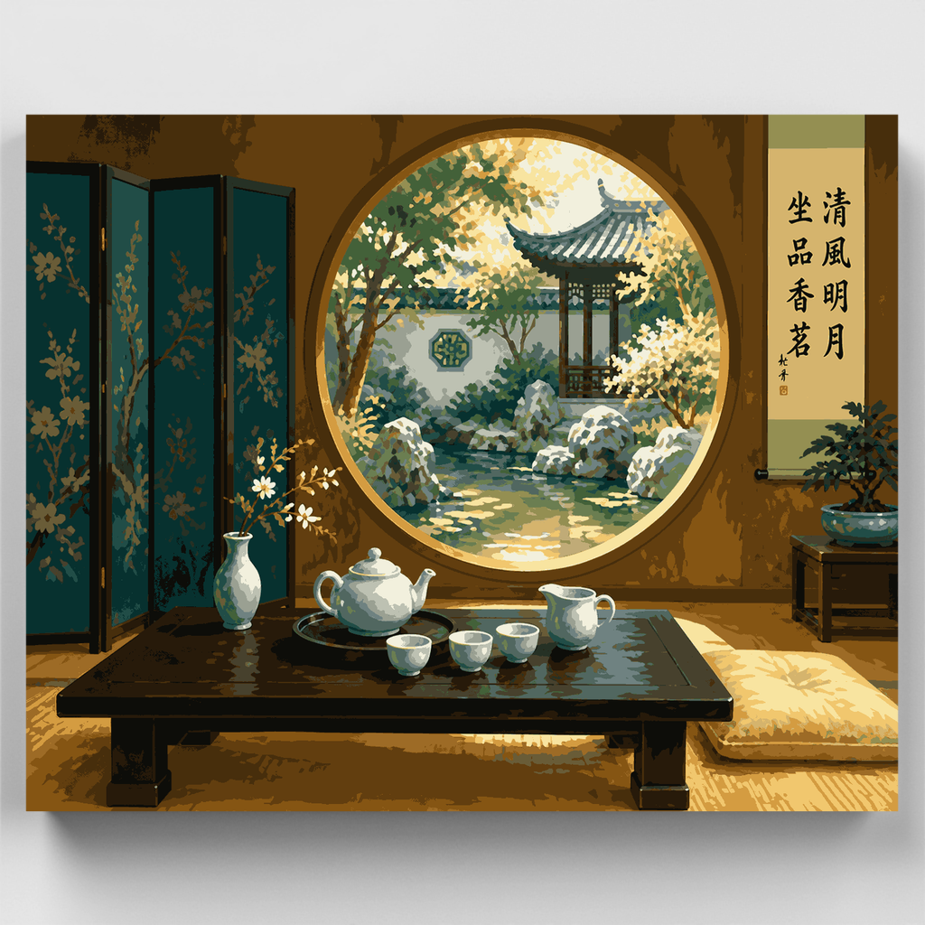Casa de té "Moon Gate" - Kit de pintura por números — Estándar