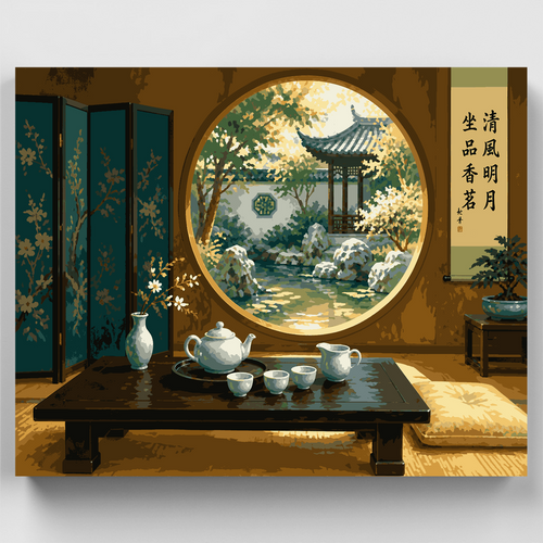 Moon Gate Teahouse - Paint by Numbers Kit