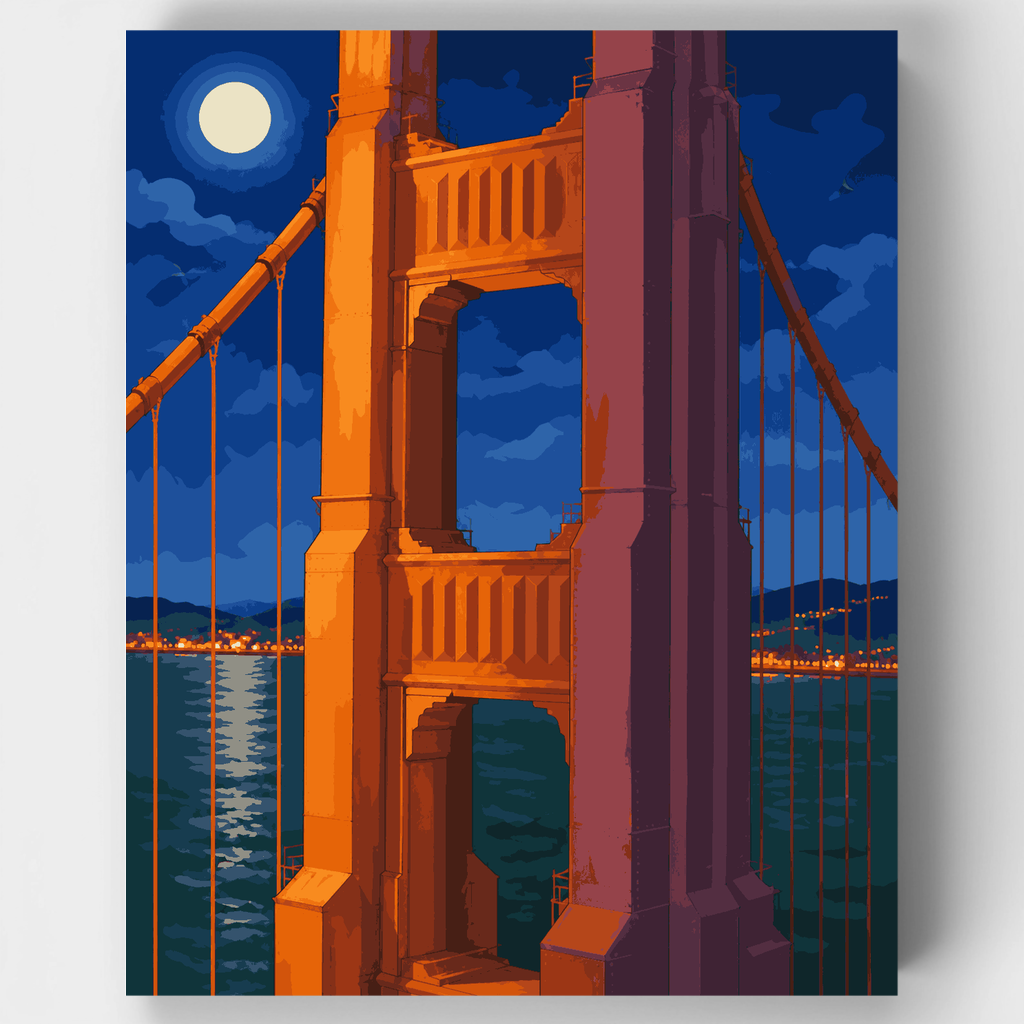 Moonlit Bridge Tower - Paint by Numbers Kit