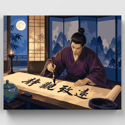 Moonlit Calligraphy Scroll - Paint by Numbers Kit