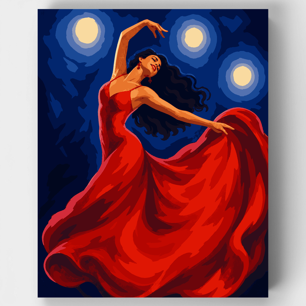 Bailarina de flamenco bajo la luz de la luna - Kit de pintura por números — Estándar