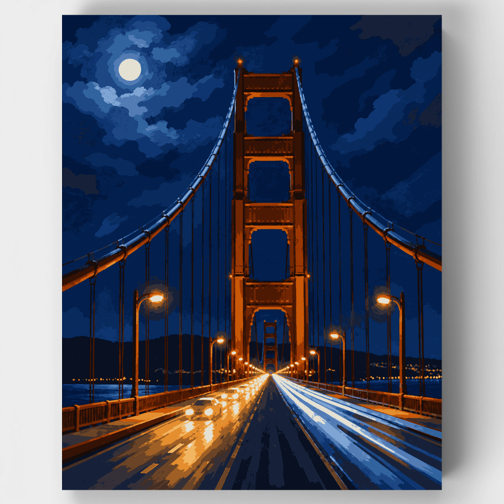 Golden Gate bajo la luz de la luna - Kit de pintura por números — Estándar