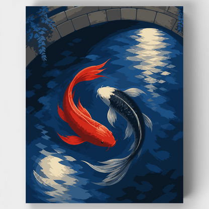 Moonlit Koi Spiral - Paint by Numbers Kit