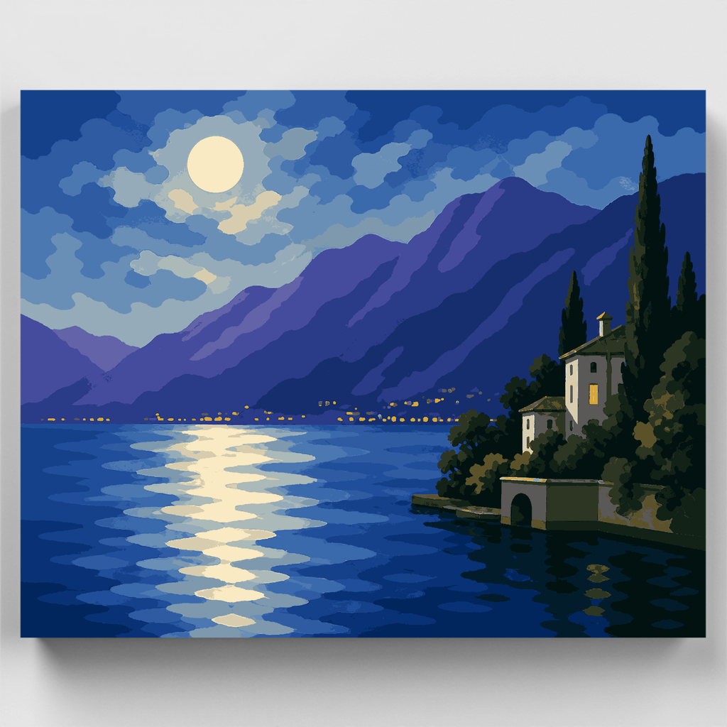 Lago Como a la luz de la luna - Kit de pintura por números — Estándar