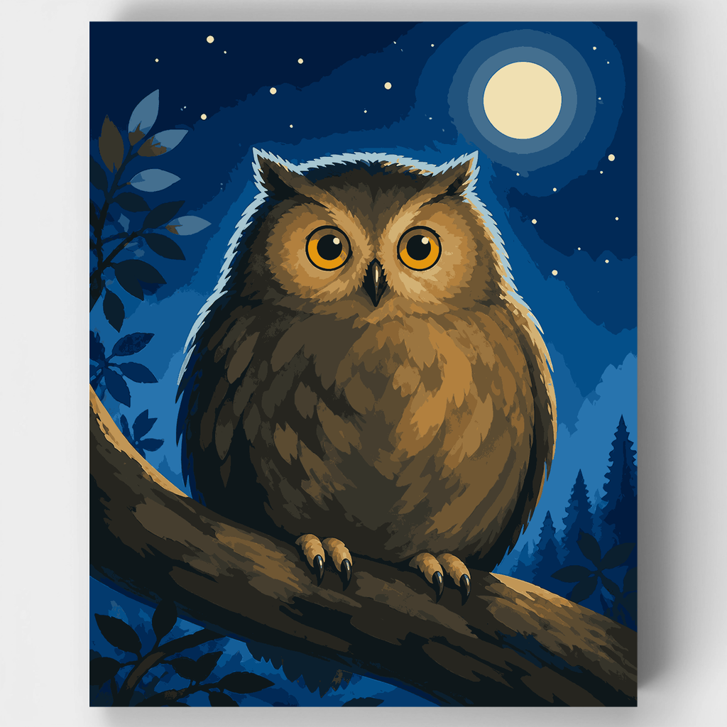 Kit de pintura por números - Observación del búho a la luz de la luna — Estándar