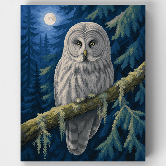 Moonlit Owl's Gaze - Paint by Numbers Kit