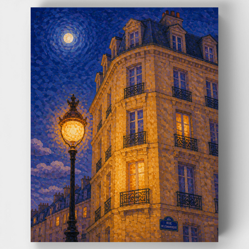 Moonlit Rue de l'Université - Paint by Numbers Kit