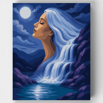 Moonlit Waterfall Muse - Paint by Numbers Kit