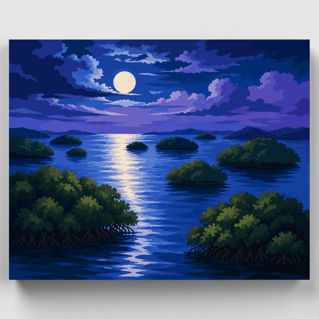 Moonrise Over Mangroves - Paint by Numbers Kit