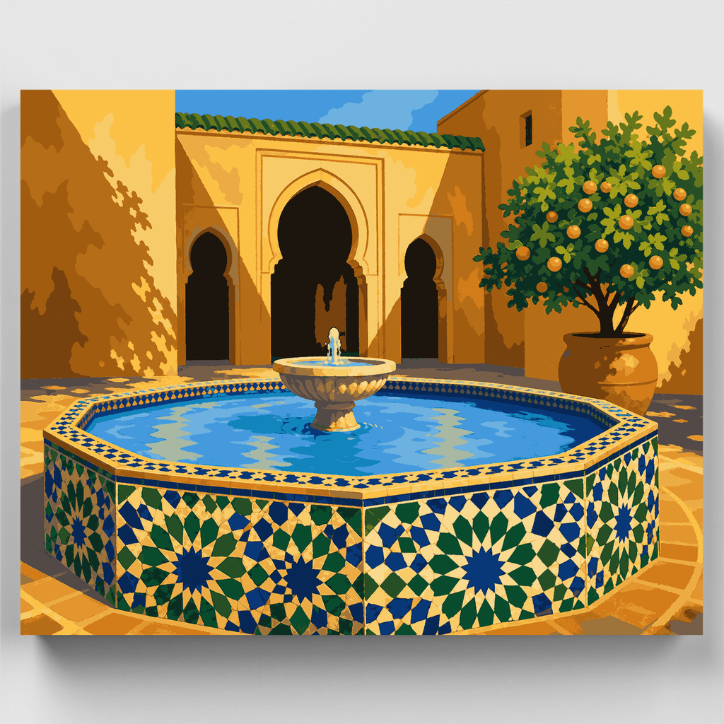 Fuente de patio marroquí - Kit de pintura por números — Estándar