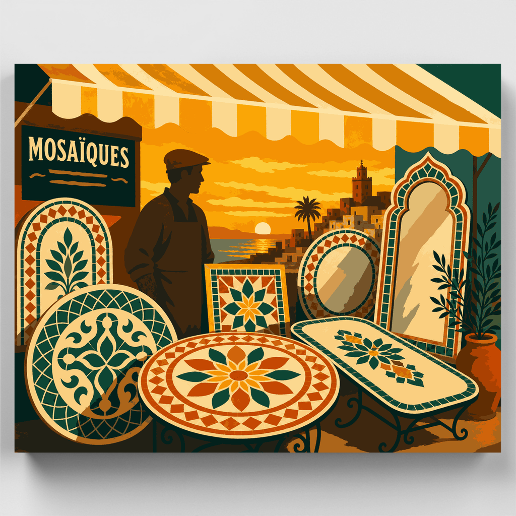 Atardecer en el Mercado de Mosaicos - Kit de Pintura por Números — Estándar