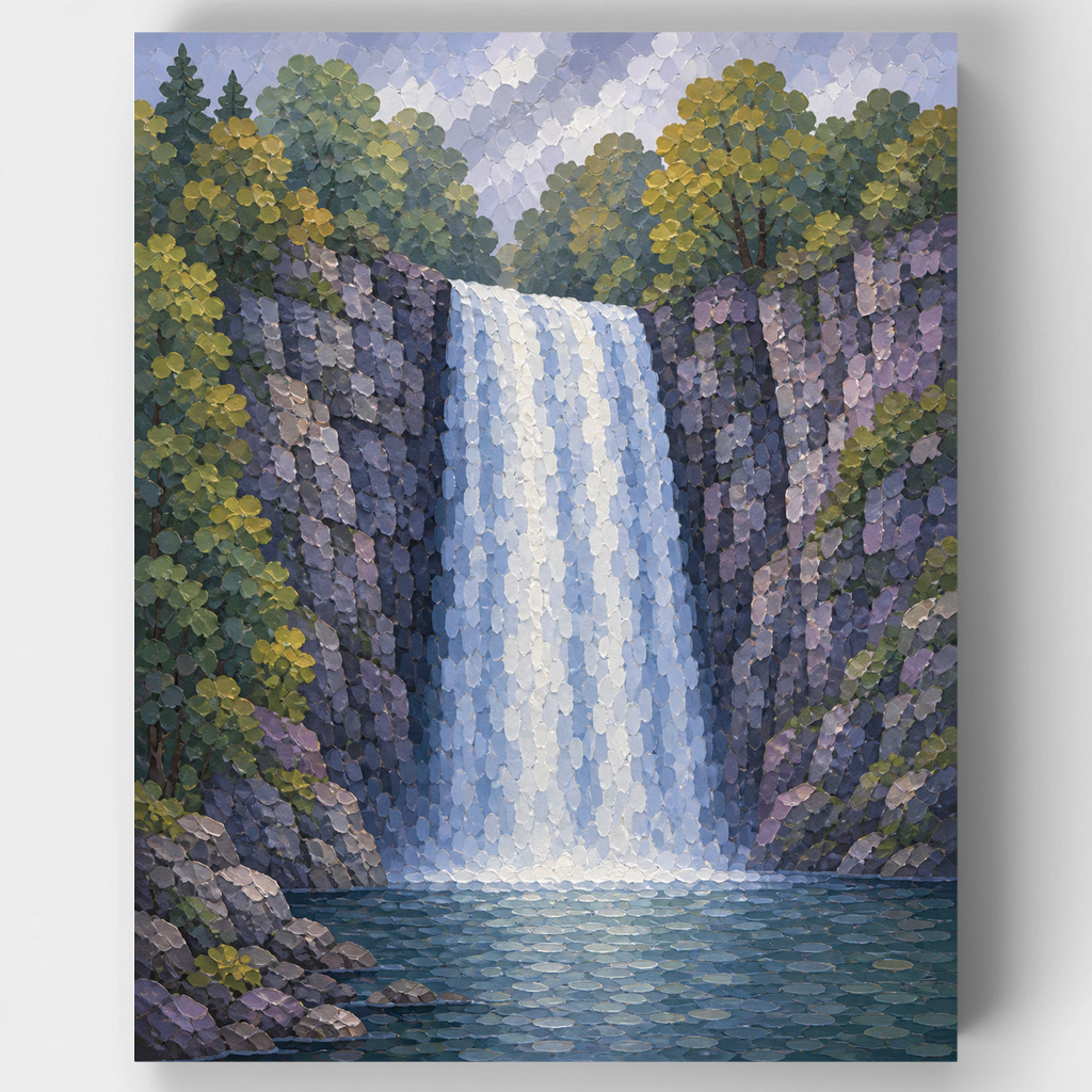Kit de pintura por números - Garganta de la cascada de mosaico — Estándar