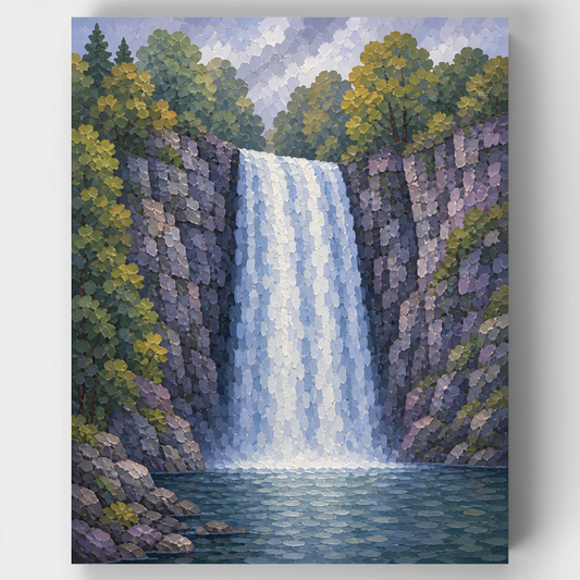 Mosaic Waterfall Gorge - Paint by Numbers Kit