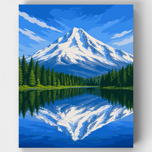 Mount Hood Mirror Lake - Paint by Numbers Kit