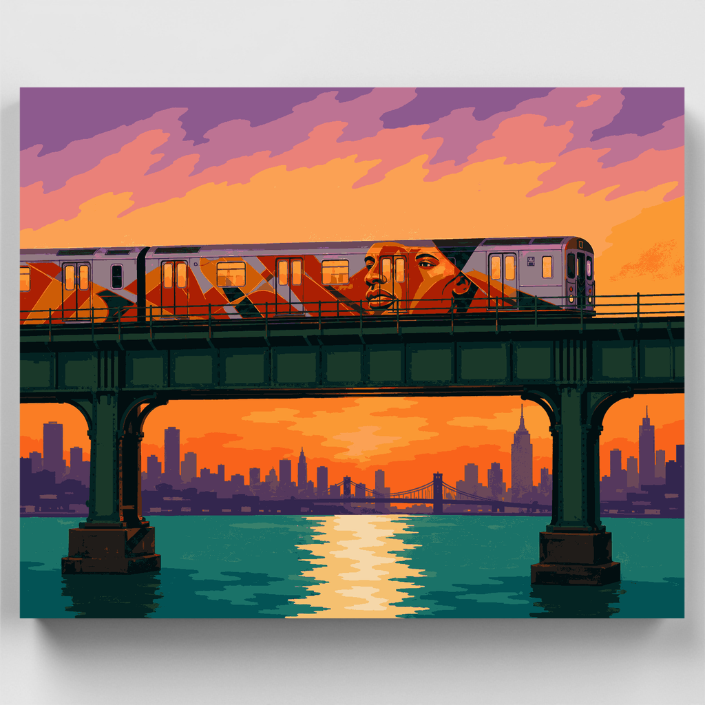 Tren mural al atardecer - Kit de pintura por números — Estándar