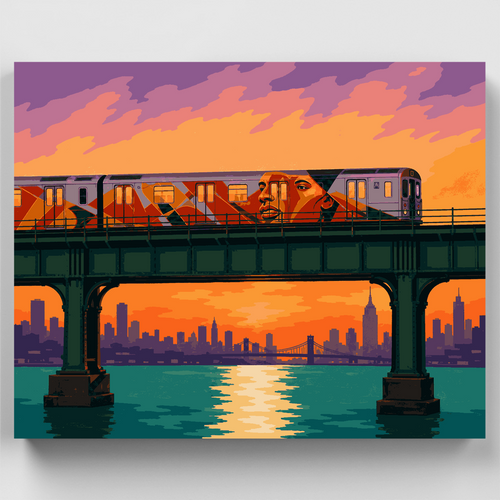 Mural Train at Sunset - Paint by Numbers Kit