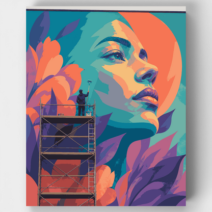 Muralist on Scaffolding - Paint by Numbers Kit
