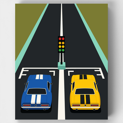 Muscle Cars Drag Race - Paint by Numbers Kit