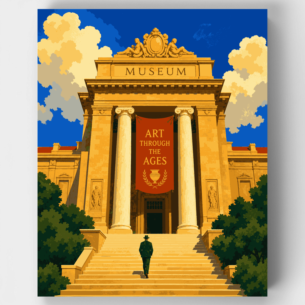 Museum Steps at Golden Hour - Paint by Numbers Kit