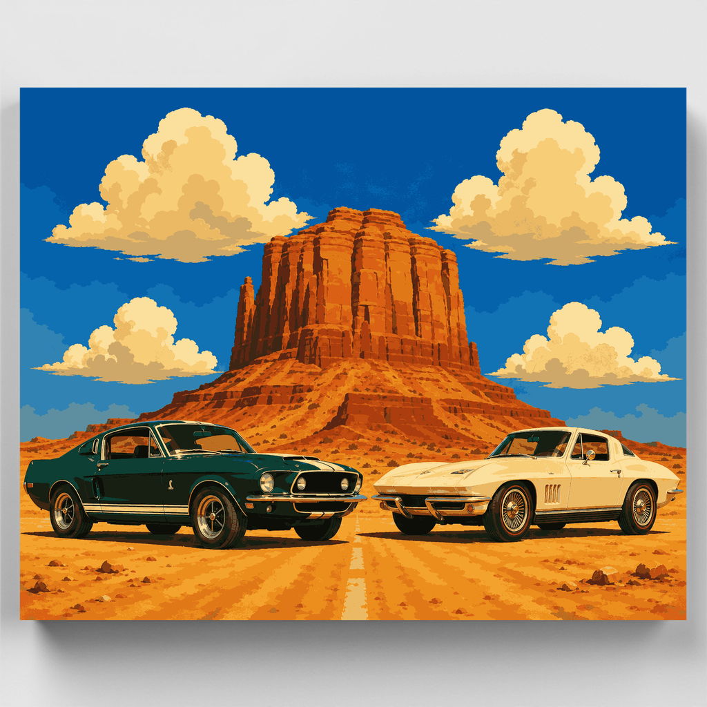 Mustang and Corvette Duo - Paint by Numbers Kit