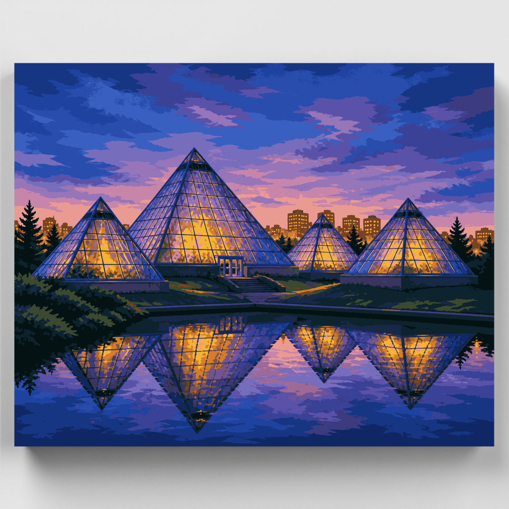 Pirámides de Muttart al atardecer - Kit de pintura por números — Estándar