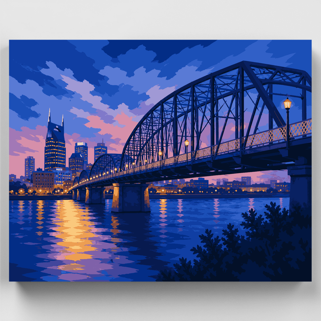 Puente de Nashville en la hora azul - Kit de pintura por números — Estándar