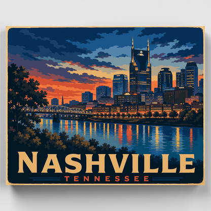 Nashville Skyline at Dusk - Paint by Numbers Kit