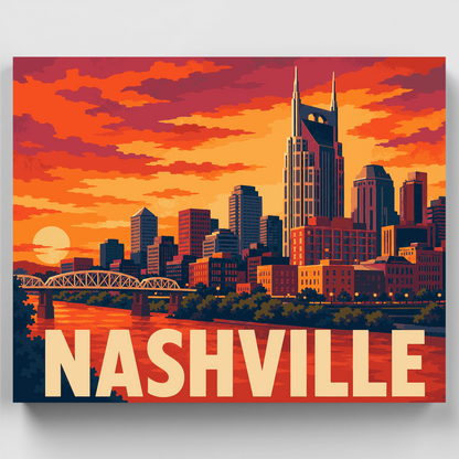 Nashville Sunset Skyline - Paint by Numbers Kit