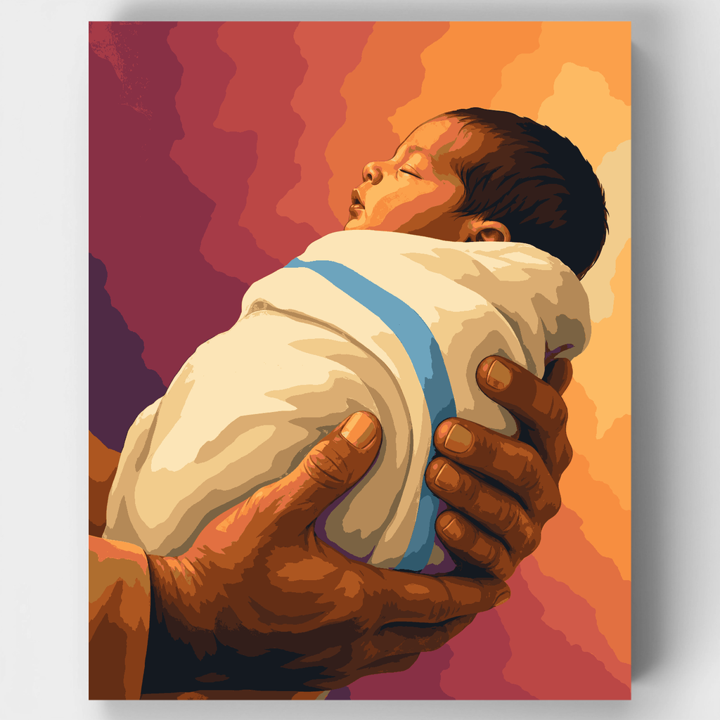 Newborn in Loving Hands - Paint by Numbers Kit