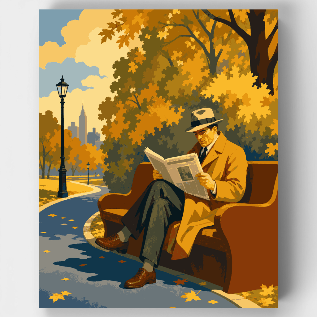 Periódico en el banco - Kit de pintura por números — Estándar