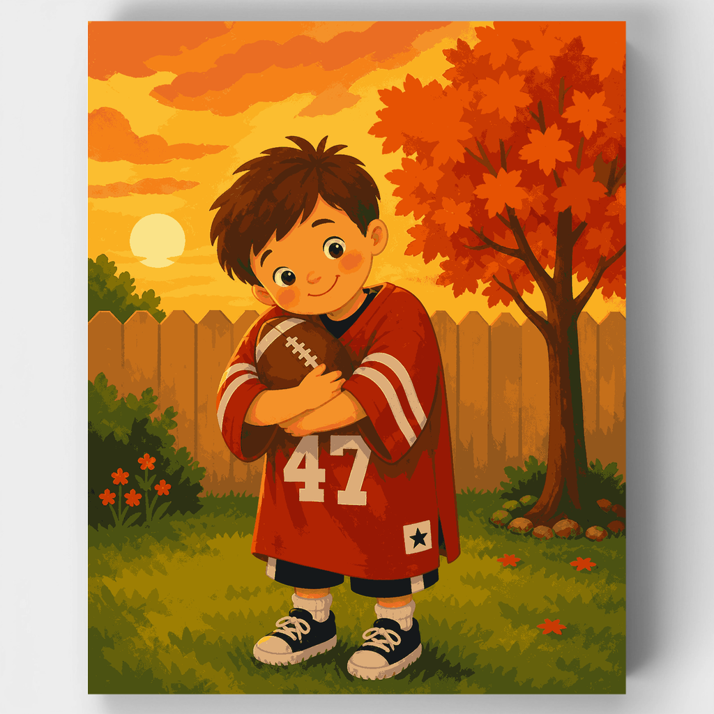 Número 47 Abrazo en el patio trasero - Kit de pintura por números — Estándar