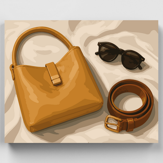 Ochre Handbag Flat-Lay - Paint by Numbers Kit