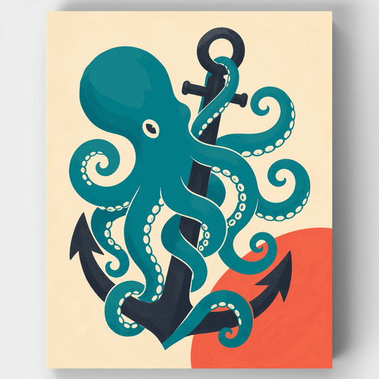 Octopus & Anchor Embrace - Paint by Numbers Kit