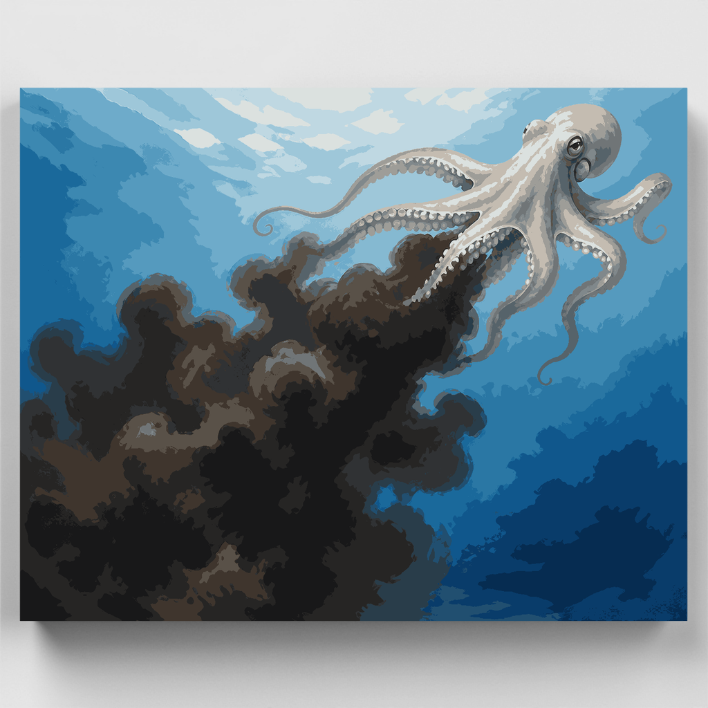 Kit de pintura por números - Escape de tinta de pulpo — Estándar