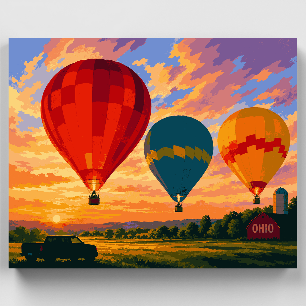 Atardecer en globo en Ohio - Kit de pintura por números — Estándar