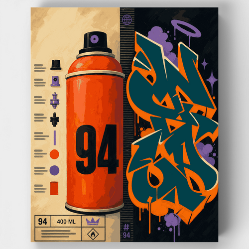 Orange Spray Can 94 - Paint by Numbers Kit