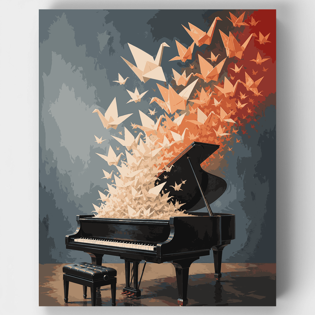 Origami Cranes Piano - Paint by Numbers Kit