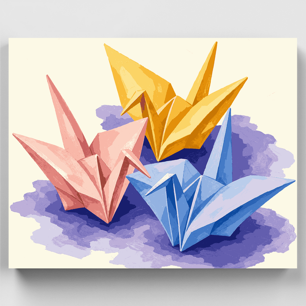 Kit de pintura por números - Grullas de origami — Estándar