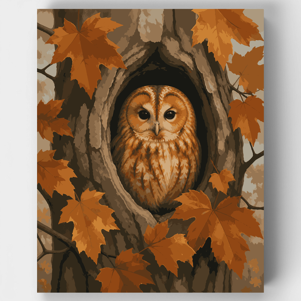 Owl in Tree Hollow - Paint by Numbers Kit