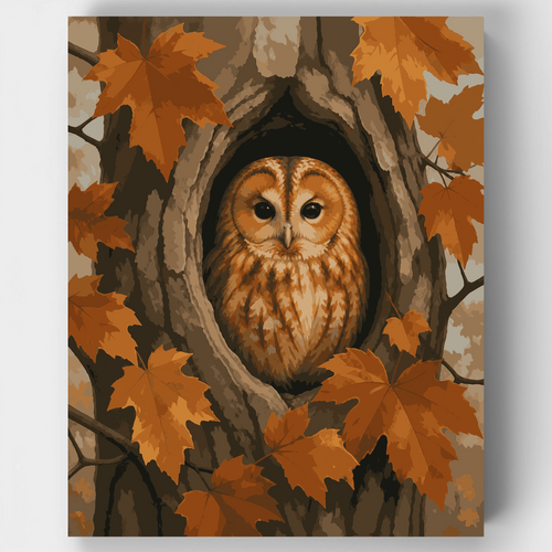 Owl in Tree Hollow - Paint by Numbers Kit
