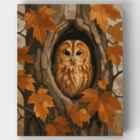Owl in Tree Hollow - Paint by Numbers Kit